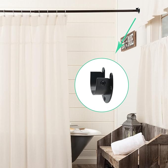 2 Packs Stainless Steel Closet Rod End Supports 1 Inch Wardrobe Bracket Heavy Duty Closet Pole Sockets Flange Rod Holder, U-Shaped with Screws, Black