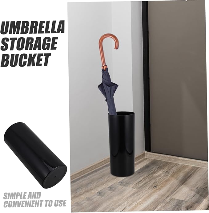 Happyyami Large Umbrella Holder Stand 13.76 Inch Plastic Umbrella Storage Rack for Entryway Home Office Hotel Rustic Design Drainage Hole Fits Canes and Walking Sticks