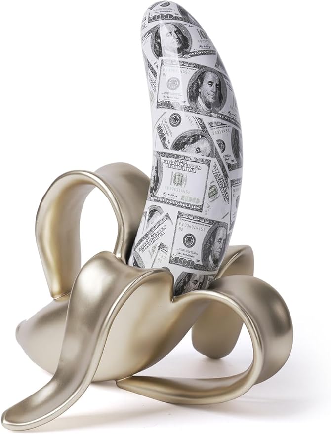 Banana Statue Abstract Sculpture Decor Modern Gift Table Centerpiece Figurine for Home Room Office Polyresin 13.4 Inch