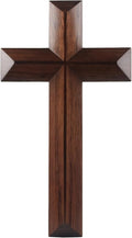 Yookin 13inches Wood Wall Cross Wooden Wall Decor Hanging Cross Decorations for Church Home Office Christian Baptism Religious Gift(Black Walnut)