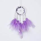Pretty Jolly Crystal Stone Small Dream Catchers Purple Feathers Mini Dreamcatchers with Beads for Cars Rear View Mirror Hanging Decoration Good Luck Travel Charm Bedroom Ornaments for Women Girls