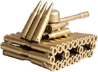 Bullet Shell Casing Shaped Army Tank Metal Sculpture,Great Decorative Artwork Model Gift for Home,Study Room Decorations (95 Tank)