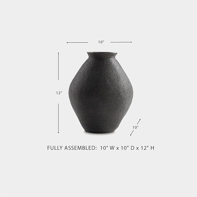 Signature Design by Ashley Hannela 12" Modern Distressed Polyresin Vase, Antique Brown
