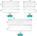 Backerysupply Clear Plastic Drawer Organizer Tray for Vanity Cabinet (Set of 10),Storage Tray for Makeup, Kitchen Utensils, Jewelries, and Gadgets