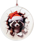 Racoon Christmas Ornaments 2025, Raccoon Funny Ornament with 2D Effect, Racoon Gifts for Women Men, Hanging Christmas Tree Decorations for Family Friends, Holiday Ornament for Raccoon Lovers