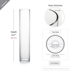 WGVI Quality Thick Weighted Tall Clear Cylinder Glass Vases, 4" W x 20" H, Flower Arrangement Floating Candle Holders Wedding Centerpieces Event Floral Tabletop Display Décor, Bulk Wholesale, 6 Pcs
