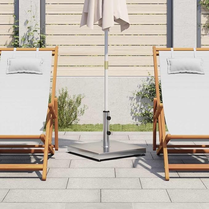 Stainless Steel Concrete Filled Umbrella Base, 61.7 lb Square Parasol Stand with Tightening Knob, Fits 1.3", 1.5", 1.9" Poles, 3 Adaptors Included