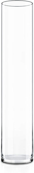 CYS Excel Clear Glass Cylinder Vase (H:24" D:4") | Multiple Size Choices Glass Flower Vase Centerpieces | Hurricane Floating Candle Holder Vase