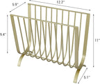 MyGift Brass Metal Mid-Century Wire Magazine Rack – Deluxe Tabletop or Floor Standing Sling Basket for Magazines and Newspapers