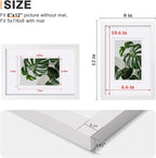 Egofine 8x12 Picture Frames Set of 4, Made of Solid Wood Covered by Plexiglass 5x7 and 6x8 with Mat or 8x12 without Mat, for Table Top Display and Wall Mounting Photo Frame White