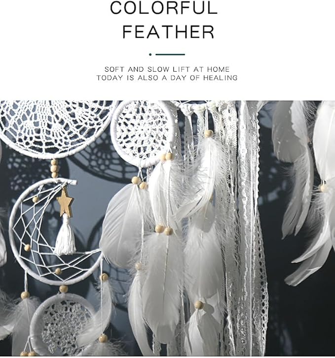 5 Pack Moon Phase Dreamcatcher Set Boho Wall Decor, Boho Macrame Wall Hanging Dream Catchers, for Home, Bedroom, Living Room, Witchy Gifts (Grey)