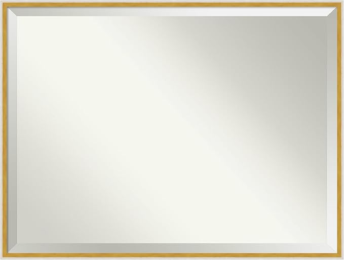 Amanti Art White Wall Mirror 31x41 Paige White Gold Rectangle Bathroom Mirror for Wall Decor Living Room, X-Large Modern Wood Frame, Hangs Horizonally and Vertically, Bathroom Decor, Beveled Edge