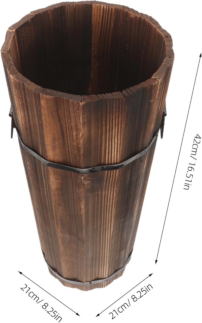 Luxshiny Umbrella Bucket 16.53X8.26X8.26In Wooden Umbrella Stand Entryway Organizer Freestanding Holder for Canes Walking Sticks and Outdoor Umbrellas