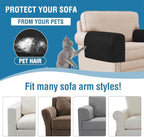 H.VERSAILTEX Couch Arm Covers Water Resistant Armrest Covers for Sofa Remote Control Holder Sofa Armrest Organizer for Magazine, Tablet, Phone, iPad(Set of 2, Black/Grey)