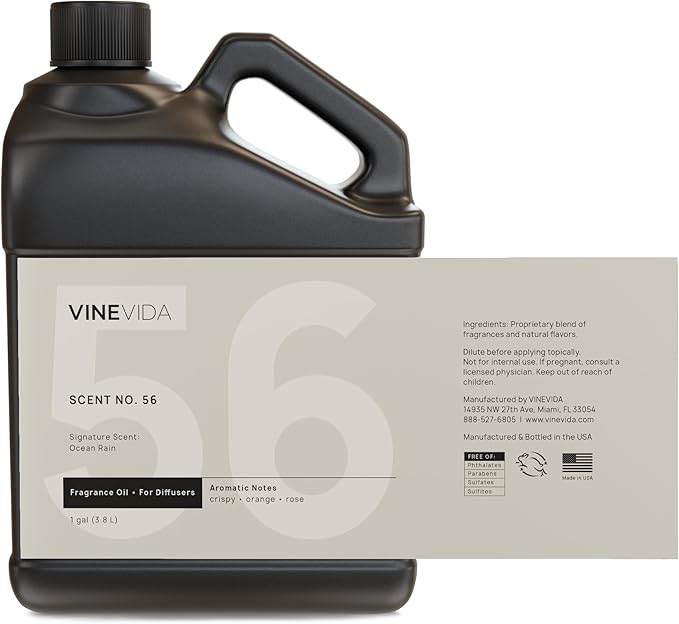 VINEVIDA [128 Fl Oz] Ocean Rain Fragrance Oil for Cold Air Diffusers, Essential Oils for Diffuser Oil Refill & Air Freshener Room Spray