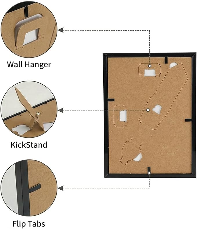 Rempry 5X7 Picture Frames Set of 11, Black 5x7 Photo Frames without Mat or Displays 4X6 Picture with Mat, Wall Mount or Tabletop Display for Home, Office