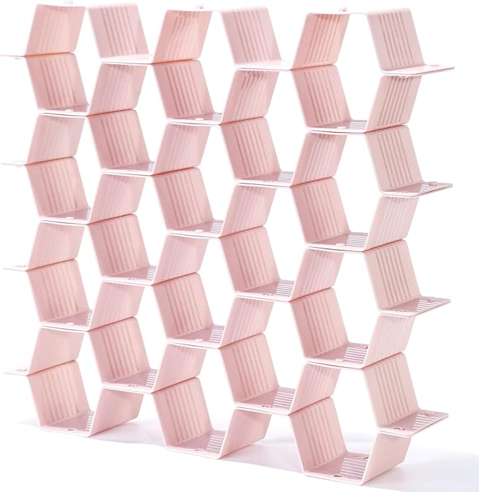 Drawer Splitter 16-piece Set Adjustable Honeycomb Organizer Tie Sock Organizer Underwear Panties Cosmetic Sorter (Pink)