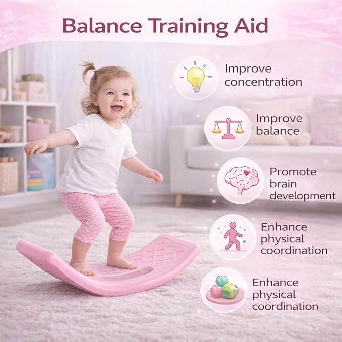 Rocker Board Balancing Training,Balance Board, Plastic Balance Seesaw Board with Elastic Ball, Improves Motor Skills and Build Core Strength, for Kids Toddlers Teens Balance Training, Balance boa
