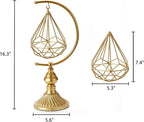 HLQMFHT 5.6" W x 16.3" H Metal Geometric Abstract Sculpture on Cast Iron Base,Metal Geometric Sculpture Decor Sphere, Tabletop,Living Room,Study,Bedroom,Home Decor