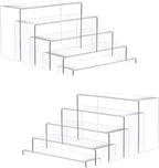 Goabroa 2 Sets 10 Pcs Clear Display Risers, Rectangular (7"-8"-9" L) Risers Display Stands, Table Stands for Jewelry, Cupcake, Perfume, Figures