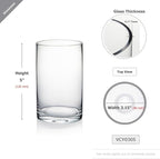 WGVI Quality Thick Clear Cylinder Glass Vase, 3" W x 5" H, Floral Container, Glass Candle Holder, Flower Vases, Wedding Centerpiece, Planter Terrarium, Table Top Home Décor Accent, 6 Pieces