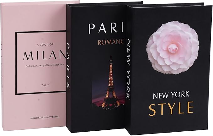 3 PCS Faux Decorative Books for Home Decor-Coffee Table Books Decor-Aesthetic Fake/Faux Books for Decoration,libros Decoration for Coffee Table, Shelf Accessories (3-Paris/Milan/Newyork)