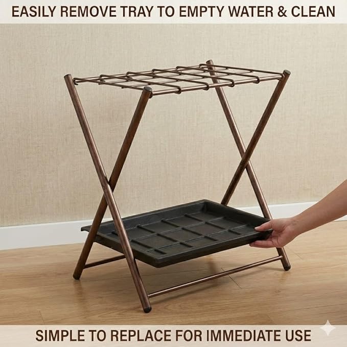 Folding Umbrella Storage Stand Rack Holder Organizer Bin for Entryway Home Commercial Office Décor with Drip Tray