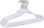 Quality Hangers 200 Pack Non-Velvet Plastic Hangers for Clothes - Heavy Duty Coat Hanger Set - Space-Saving Closet with Chrome Swivel Hook, Functional Non-Flocked Hangers - Cream White