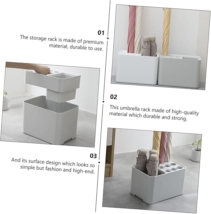 PRETYZOOM Wall Mount Umbrella Stand Indoor Entryway Holder Water-resistant Tray Nordic Style for Home Office Dorm