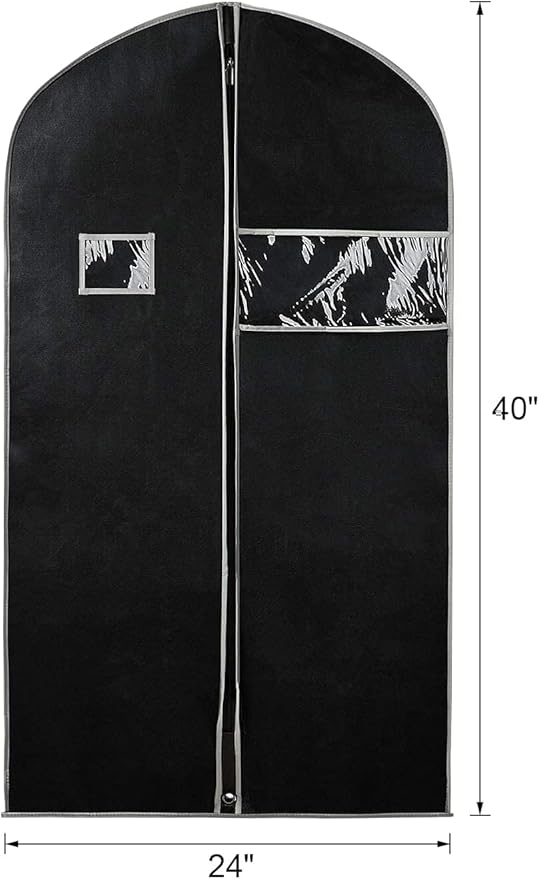 Syeeiex 40"Suit Bag, Set of 16 Garment Bags for Hanging Clothes, Suit Covers Bags for Men or Women, Garment Bags for Storage Suits, Shirts,T-shirts and Jackets on Closet(Black/Grey)