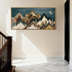 BINCUE Mountain Wall Art Framed Mountain Wall Pictures Nature Forest Wall Decor Rustic Farmhouse Wall Paintings Moon Art Large Landscape Artwork for Farmhouse Living Room Bedroom Dining Room 20x40 Inch
