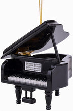 3.15" Wooden String Miniature Grand Piano Hanging Ornament Mini Musical Instrument Replica Music Birthday Gifts Holiday Tree Home Decoration Display Ornament Model (Black, 3.15" Piano)
