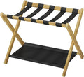 Luggage Rack, Folding Luggage Rack for Guest Room, Bamboo Suitcase Stand Holds up to 131 lb, Luggage Stand with Storage Shelf for Hotel, Bedroom (1 Pack)