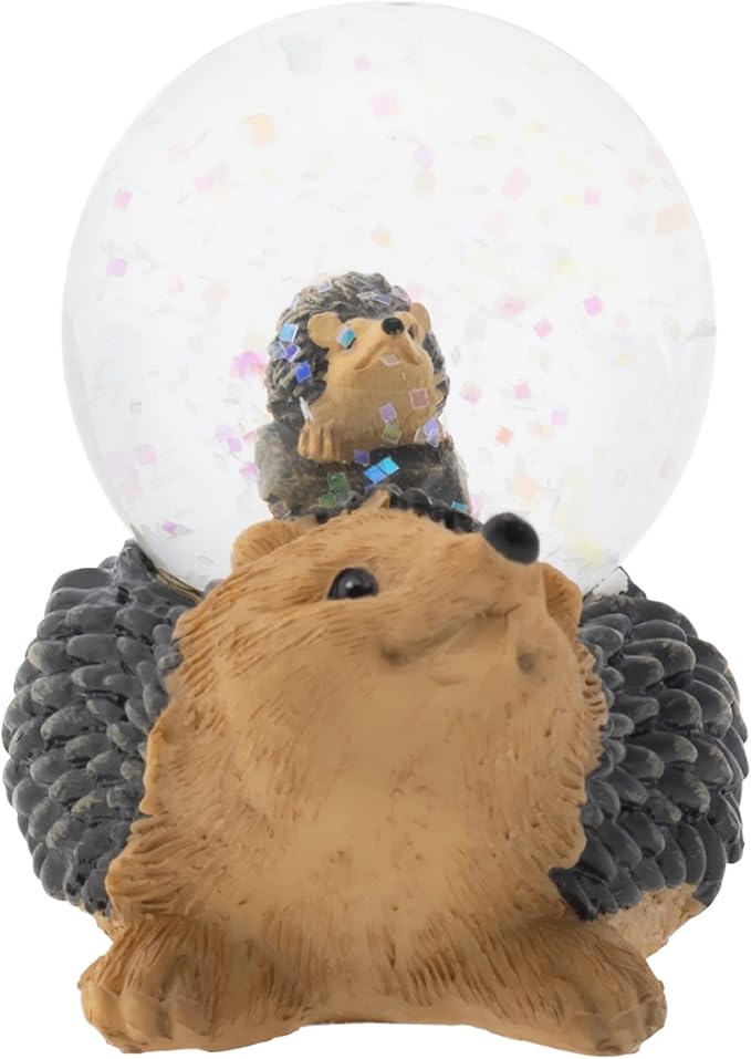 Elanze Designs Mommy and Baby Hedgehog Magical Whimsical Tabletop Dresser Nightstand Figurine Miniature 45MM Sturdy Polyresin Glitter Water Snow Globe Decoration