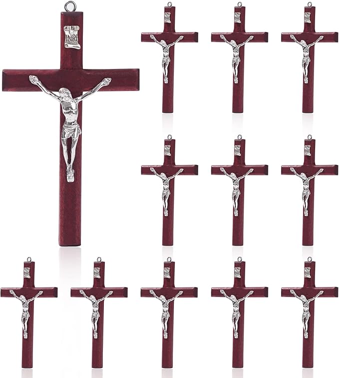 SHAOQINLIN 12 Pieces Crucifix Wall Cross, 4.7 Inch Wooden Wall Hanging Cross Wall Decor Home Decor
