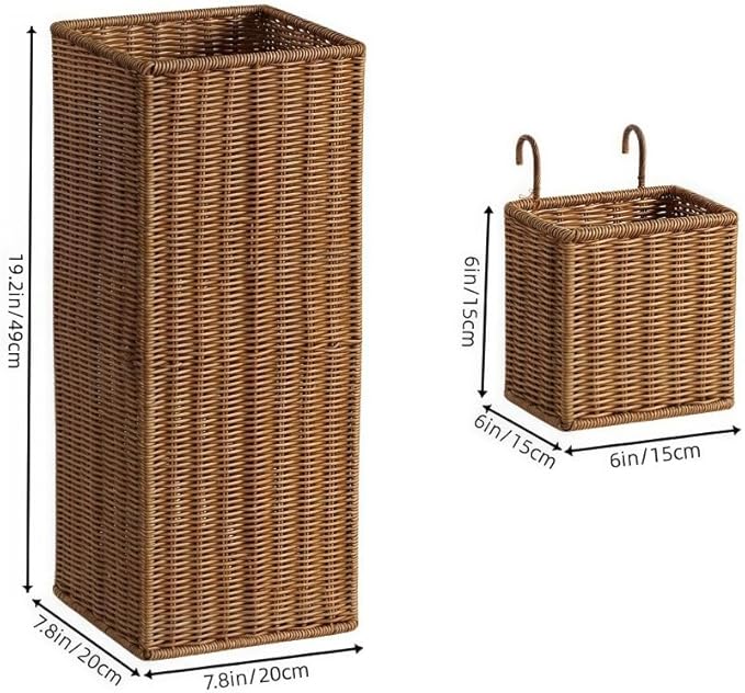 Woven Umbrella Stand with Removable Storage Basket, Umbrella Storage Rack with Water Tray, Entryway Umbrella Basket(Small)