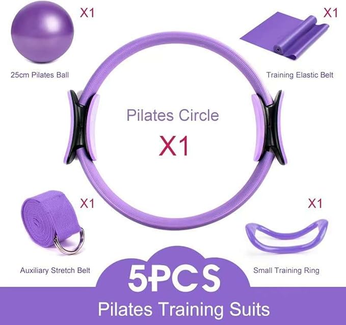 Women's Essential Pilates Set, Including 5 Accessories, Pilates Ring Boot Strap, Women's Yoga Set, and gluteal Yoga Ball Boot Strap