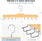 2PC Tie Rack Hanger for Closet Fitnice Upgraded Non Slip Tie Holder Organizer Space Saving with 20 Foldable Hooks Wooden Belt Hanger for Tank Tops Bras Cami Scarves