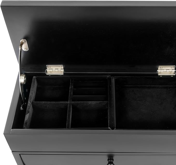 Clothing Valet Stand, Wood Suit Rack with Drawer & Compartment, Freestanding Valet Stand for Women and Man, 17"x12"x44" Suit Stand for Home Hotel Office (Black)