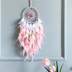 Dream Catchers, Pink Dream Catcher Tree of Life Wall Decor, with Natural Healing Crystal Stone, Perfect Pink Crystal Handmade Dreamlike Dream Catchers for Girls Bedroom Decor Art Craft Gift