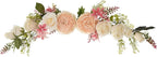 Lvydec Artificial Peony Flower Swag, 25 Inch Decorative Swag with Champagne Peony White Rose and Green Leaves for Wedding Arch Front Door Wall Decor