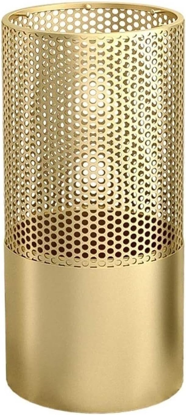 Umbrella Stands Hollowed-out Metal Umbrella Holder with Hooks,Umbrella Rack Modern Round Outdoor Hallway Entryway Umbrella Stand Rack (Color : Gold, Size : 50cm)