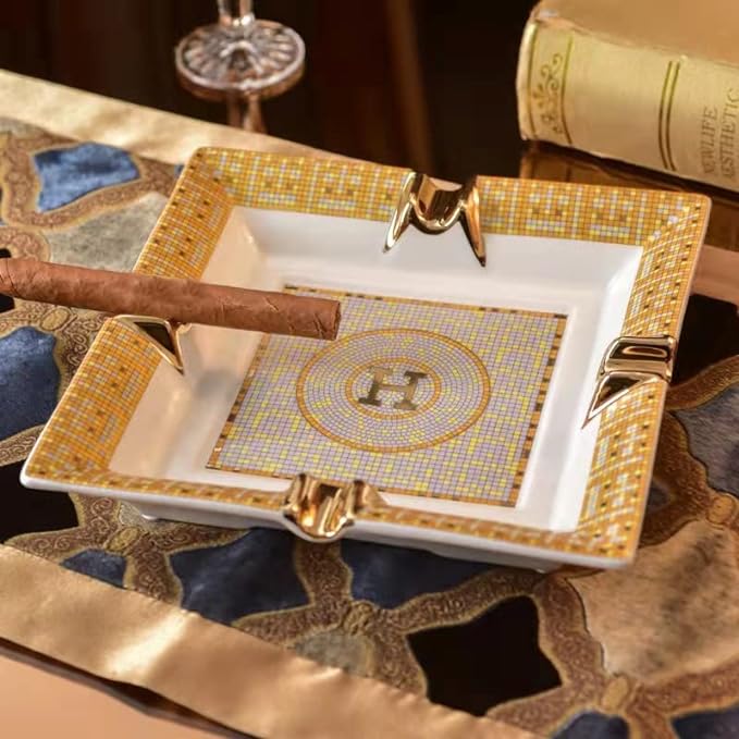Cigar Ashtray for Indoor or Outdoor Use, Desktop Smoking Ash Tray for Home Office Decoration