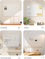 Fluxynara Bulletin Board, 23.6" x 17.5" Cork Board Alternative with 12 Safe Removable Adhesive Tabs, Foldable Felt Pin Board for Home Office, Classroom, Bedroom,Entryway for Walls—Light Gray