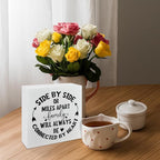 Farmhouse Home Decor, Family Sign - Side By Side or Miles Apart, Family Room Decor, Long Distance Gift, Box Sign Tabletop, Living Room Decoration, Hallway Decoration, 5.1x5.1inches