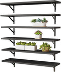 YGEOMER 23.6 Inch Floating Shelves for Wall, Farmhouse Wall Shelves for Bedroom, Bathroom Storage, Living Room and Kitchen Decor (Set of 6 Black)