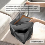 Clothes Hanger Organizer Holder for Space Saving, Fresheracc Hanger Triangle Storage Bag with Handles for Closet Tidier Laundry Rooms Wardrobe Drying Rack, Waterproof Container (Square Grey)