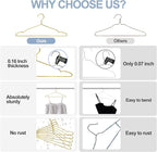 SPECILITE Metal Wire Clothes Hangers Bulk 30 Pack with Notches for Standard Size Coats, Shirts, Suits, Pants, Heavy Duty, Space-Saving, Gold