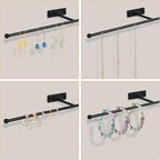 2 Pack Wall Jewelry Organizer, 14.5'' Necklace Holder for Hanging Earring, Ring, Bracelet, Hairband, Glasses Storage, Decorative Space-Saving Jewelry Display-Black