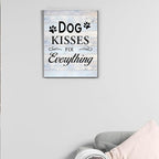 Funny Farmhouse Dog Canvas Wall Art Decor Dog Kisses Fix Everything Rustic Sign Painting Plaque Vintage Animal Pictures Print Home Decoration (8 X 10 Inches, Framed)